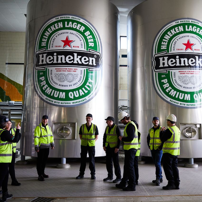 2023 Manchester Brewery colleagues with heat pumps.