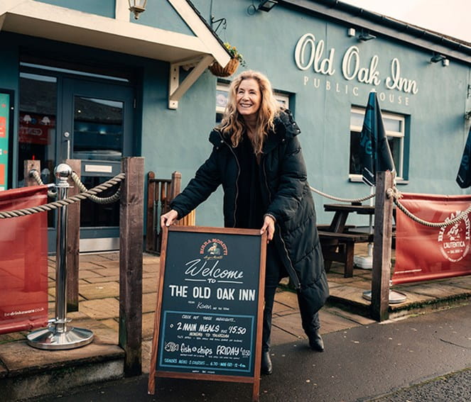 Pub photo lady in front.