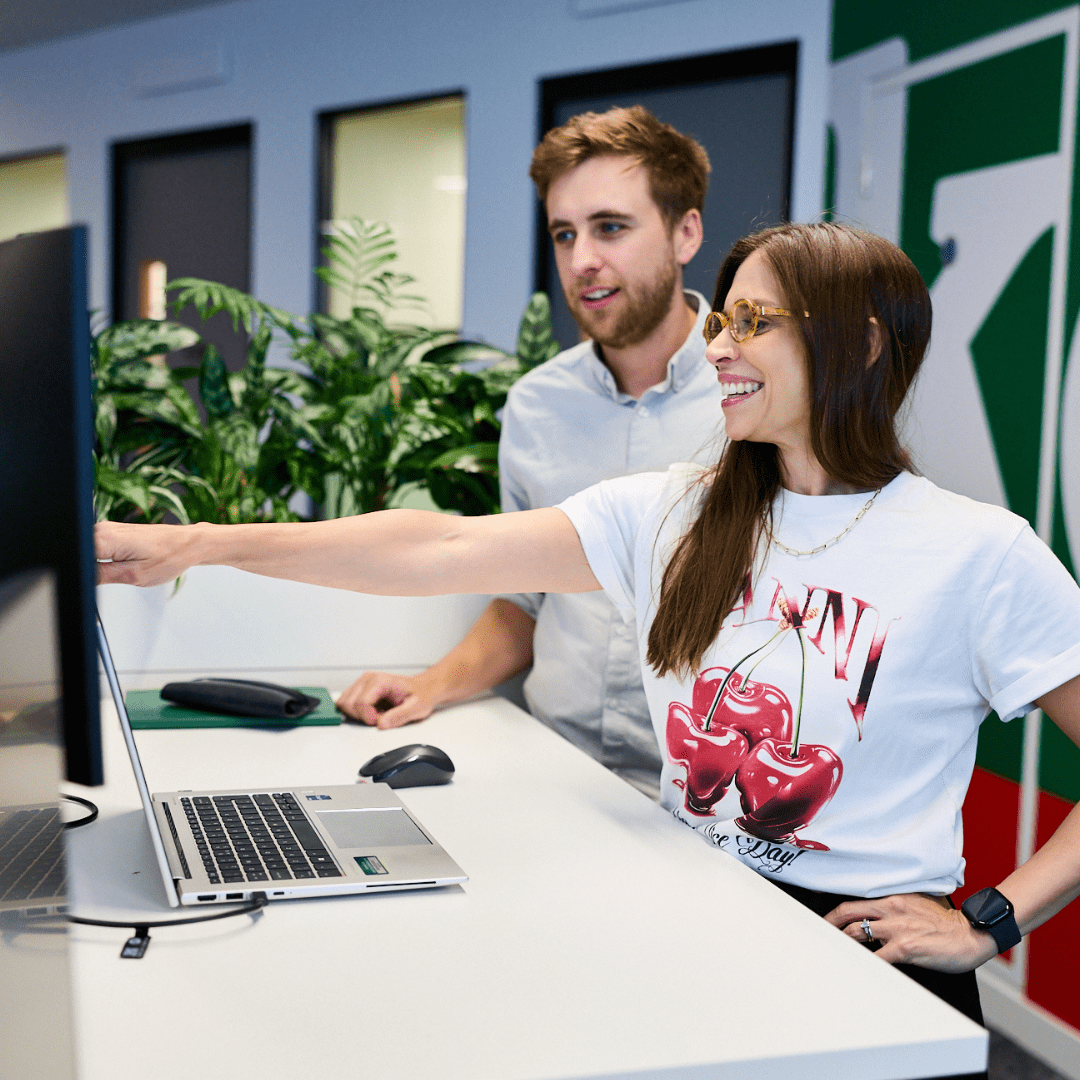 Manager and colleague working
